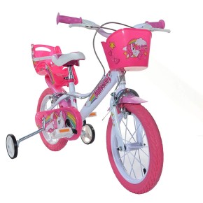 Bicicletta Bambina 14 Pollici 3 4 5 6 Anni Unicorno con Rotelle Freno Bici Bimba 2