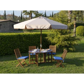 Ombrellone in Legno Rotondo 3 Metri Palo Centrale da Terrazzo Giardino Manovella 2