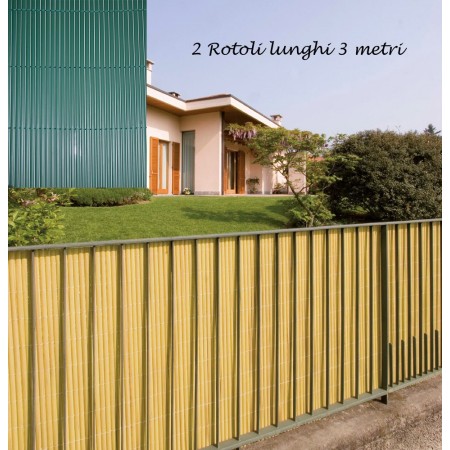 2 Arella Doppia in Bamboo PVC Recinzione 3x1 Ombreggiante Verde Beige Plastica