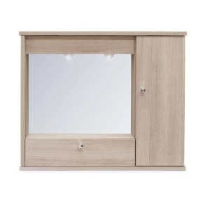 Pensile Mobile da Bagno 1 Anta Ribalta Olmo con Specchio Mobiletto Specchiera
