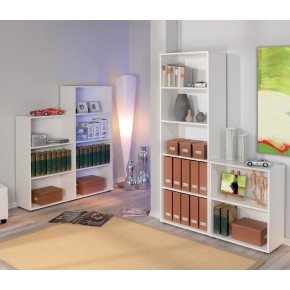 Libreria in Legno 60 Bianca Alta 180 Stretta Scaffali Ripiani Ufficio Moderna 2