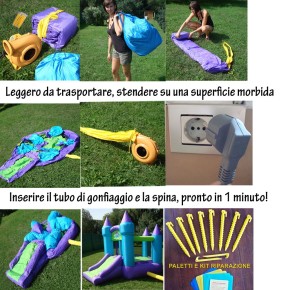Gonfiabile per Bambini Interattivo Musica con Scivolo Gioco Castello Gonfiatore 2