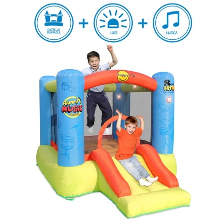 Gonfiabile per Bambini Interattivo Musica con Scivolo Gioco Castello Gonfiatore