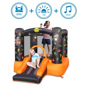 Gonfiabile per Bambini Interattivo Luci Musica con Scivolo Castello Pompa Aria
