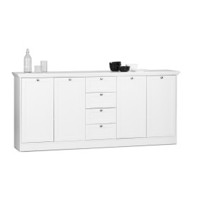 Mobile Contenitore 4 Ante con Cassetti Bianco Opaco Credenza Madia da Soggiorno