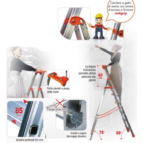 Facal Scala 8 Gradini Alluminio Doppia a Forbice Professionale Scaletta Interno 2