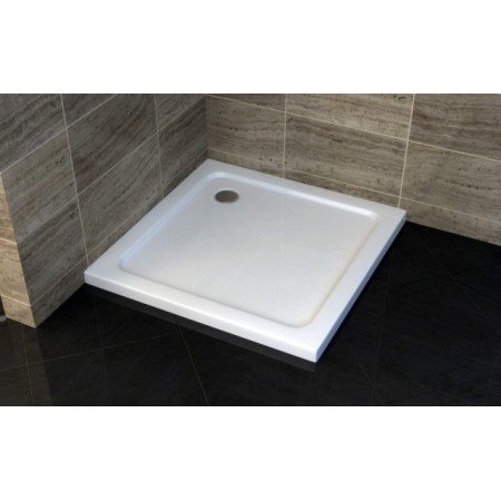 Piatto Doccia in Acrilico 80x80 90x90 5cm Quadrato Angolare Bianco con Piletta