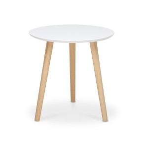 Tavolino da Caffe Bianco 48 cm Rotondo Divano Tavolinetto Salotto Tavolo Basso 2