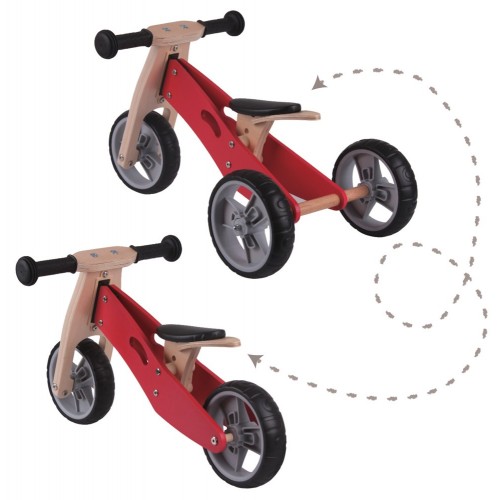 Triciclo Bicicletta da Bambini Legno Verde Pedagogica Senza Pedali a Spinta Bici