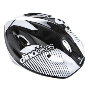 Casco Bianco Nero da Bici Bambina Dino Bike Bimba Bicicletta Pattini Monopattino