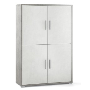 Kit Mobile Credenza 4 Ante Ossido Grigio Archivio con Ripiani Ufficio Soggiorno