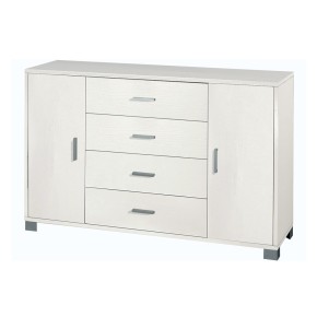 Mobile Madia 2 Ante 4 Cassetti Bianco 140 Contenitore Buffet Credenza Tv Salotto