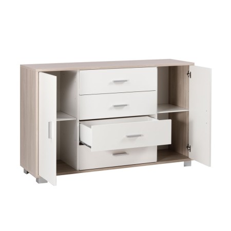 Mobile Credenza 2 Ante 4 Cassetti Bianco Olmo Madia Contenitore Buffet Salotto