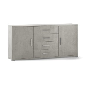 Mobile Madia 2 Ante 4 Cassetti Grigio Contenitore Buffet Credenza Tv Soggiorno