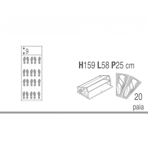 Scarpiera Slim Olmo 4 Ante Ribalta con Cassetto Porta Scarpe Mobile Kit in Legno
