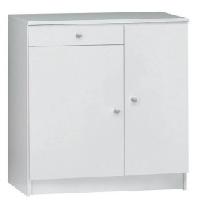Armadio 2 Ante con Cassetto 80 Bianco Mobile Multiuso Ingresso Mobiletto Bagno