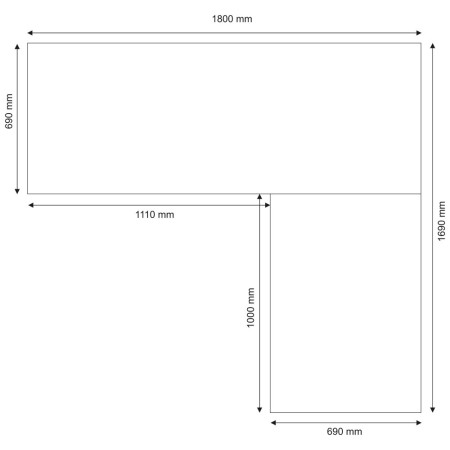 Tavolo Scrivania Angolare 180x170 Ossido Bianco Moderna Angolo Ufficio Porta Pc