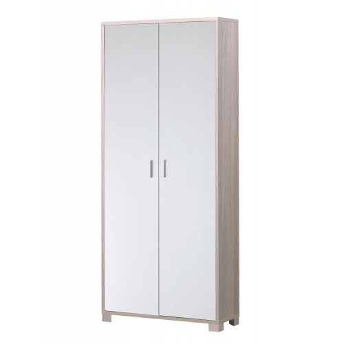 Armadio Slim 2 Ante 190 Bianco Olmo Ripiani Mobile Ingresso da Ufficio Scarpiera