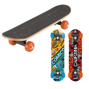 Tavola da Skateboard Nero 60 cm Max 20 kg Bambino in Legno Skate Completo Ruote