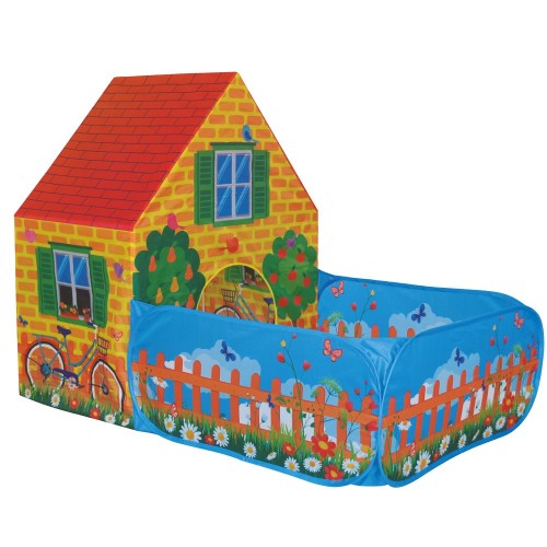 Casetta per Bambini con Giardino Tenda da Gioco Bimbi Uso Interno Esterno PVC