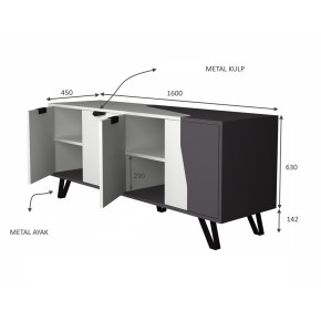 Mobile Madia 160 cm 4 Ante Bianco Ghisa Porta Tv Buffet Credenza Contenitore 2