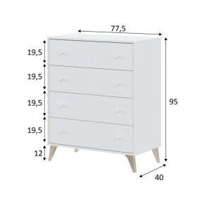 Cassettiera Como Bianco 4 Cassetti Cassettone Camera Letto Cameretta Settimino 2