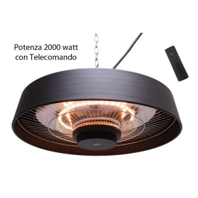 Stufa Patio Esterno Interno 2000 Infrarossi Telecomando Lampada Alogena Sospesa