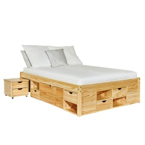 Letto Matrimoniale Rete a Doghe 160x200 con Cassetti 2 Piazze Camera da Letto