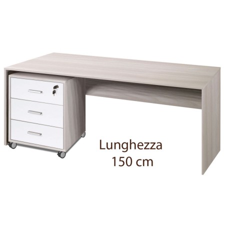 Tavolo Scrivania 150 cm Olmo con Cassettiera Grande Ufficio Cameretta Porta Pc