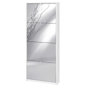 Scarpiera Ossido Bianco 4 Ante a Ribalta con Specchio Mobile Slim Salvaspazio