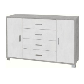 Mobile Credenza 2 Ante 4 Cassetti Grigio Ossido Bianco Madia Contenitore Salotto