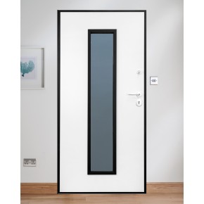 Portone Vetrato Blindato con Vetro e Pannello in Vetroresina per Esterno Noce 2