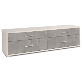 Mobile Moderno Porta TV 180 4 Cassetti Ossido Bianco Cemento da Soggiorno Basso