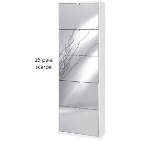 Scarpiera Ossido Bianco 5 Ante a Specchio Ribalta Doppia 25 paia Porta Scarpe