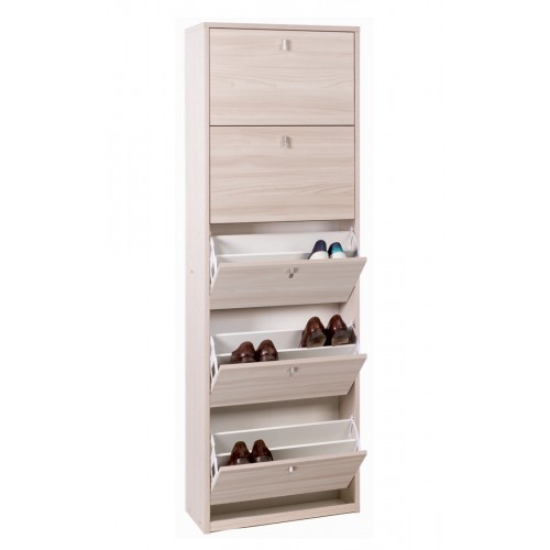 Kit Scarpiera Bianco Venato 5 Ante a Specchio Ribalta Doppia 25 paia Portascarpe