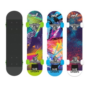 Tavola da Skateboard Nero 80 cm Max 100 kg Bambino in Legno Skate Completo Ruote