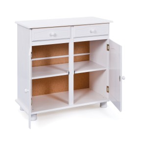 Mobile Bianco 2 Ante 2 Cassetti Credenza in Legno Pino Dispensa Soggiorno Cucina 2