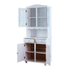 Mobile Alto 2 Ante Cassetti Bianco Credenza Vetrina da Soggiorno Cucina Rustico 2