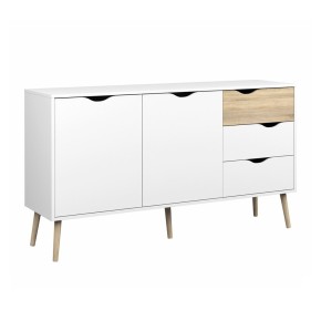 Credenza Bianca Moderna 2 Ante 3 Cassetti Rovere Mobile Madia Soggiorno Salotto