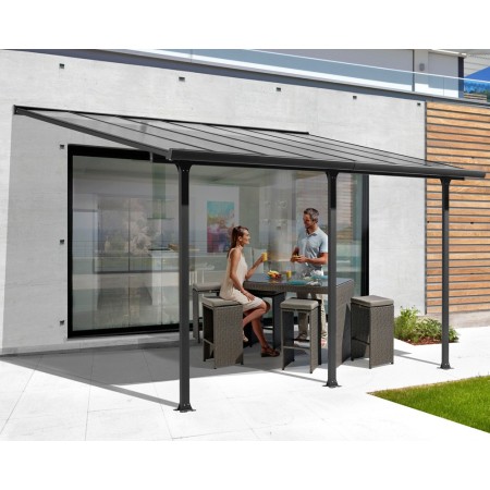 Pergola Addossata 4x3 in Alluminio Gazebo da Giardino Terrazzo Pergolato Carport