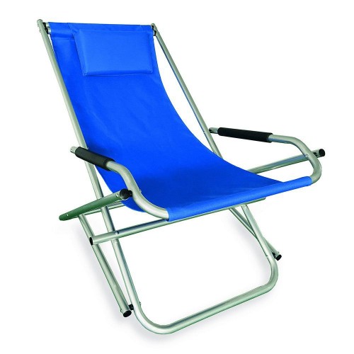 Sdraio Blu Basculante Pieghevole in Alluminio Sedia Poltrona da Mare Giardino