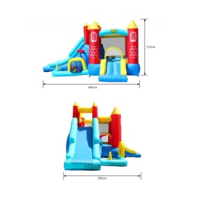 Castello Gonfiabile per Bambini Saltarello 2 Scivoli Vasca Palline Motore Aria 2