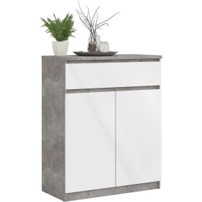 Credenza Buffet Bianco Cassetti Cemento 2 Ante Dispensa Salotto Mobile Legno
