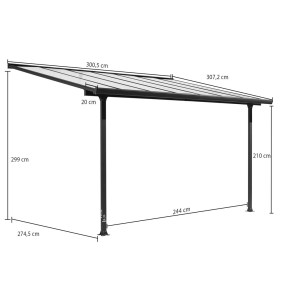 Pergola Addossata 3x3 in Alluminio Gazebo da Giardino Terrazzo Pergolato Carport 2