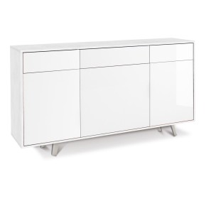 Credenza Madia 3 Ante 3 Cassetti Bianco Lucido Ossido da Soggiorno Mobile Slim