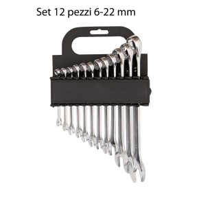 Set 12 Chiavi Inglesi Combinate 6 22 mm a Forchetta Acciaio Fisse Meccanico