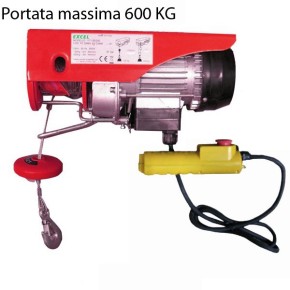 Paranco Elettrico a Fune Portata 600 Kg Montacarichi per Legna Sollevatore Tiro