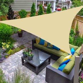 Vela Ombreggiante 5x5 Beige Triangolare Telo da Giardino Esterno Tenda Parasole 2