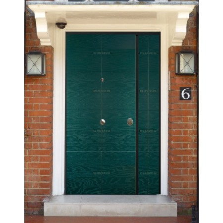 Porta Blindata con Pannello Moderno Verde da Esterno Portone Blindato 2 Ante