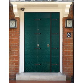Porta Blindata con Pannello Moderno Verde da Esterno Portone Blindato 2 Ante